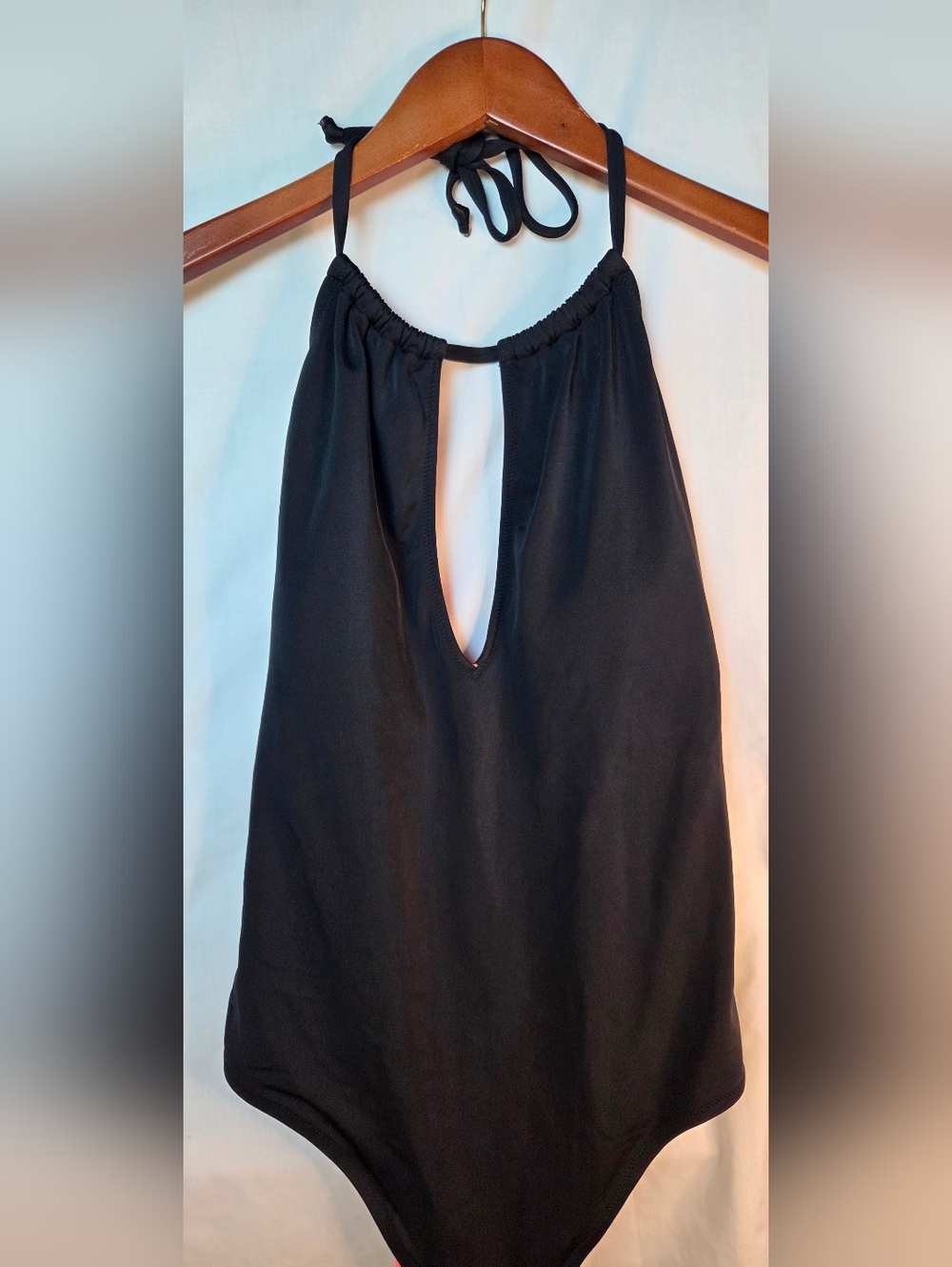 Victoria Secret One Piece Classic Black PINK Swimsuit Bathing Suit Womens Size L